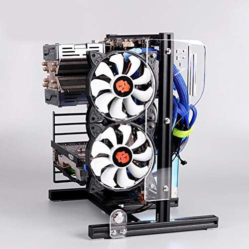 Hopcd ATX/M-ATX/ITX Computer Case DIY Set - Aluminum Open Air Frame Chassis Rack, Metal Frame Heat Dissipation Case, Overclocking Rack for Motherboard System, Graphics Card Support (Black)