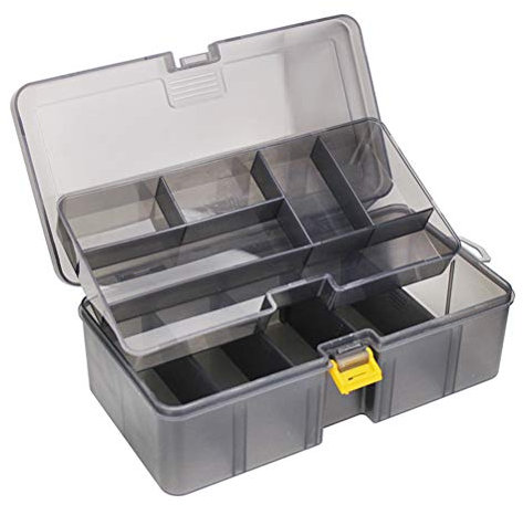 WBTY Fishing Tackle Box,Dual Layer Multifunctional Fishing Lure Hooks Tools Box Translucent Gray Durable Plastic Professional Fishing Accessories Storage Box