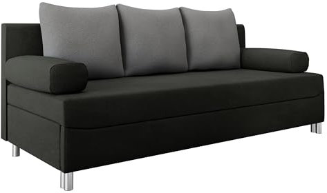 Mirjan24 Schlafsofa Dover, Sofa mit Bettkasten und Schlaffunktion, Bettsofa, Farbauswahl, Schlafcouch mit Chromfüße, Couch, Couchgarnitur (Schlafsofa ohne Polsterhocker, Manila 18 + Manila 16)