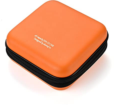 LIOVODE DVD Case, 48 Capacity EVA CD Case Holder Storage Organizer Portable Protective DVD Disc Wallet Holder for Car (48 Capacity, Orange48)