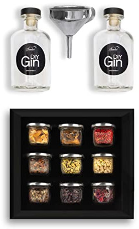 CREA IL TUO GIN - Kit completo DIY Gin - 9 Botaniche e Spezie Essenziali per il Tuo Gin Tonic - Un Set Completo in Eleganti Vasetti di Vetro - Un Regalo Per Ogni Occasione - Bembo Botanicals