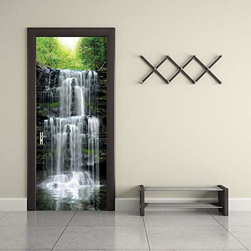 YQLKD Sticker De Porte Cascade Nature Paysage 3D Papier Peint Photo Papier Peint Porte Étanche