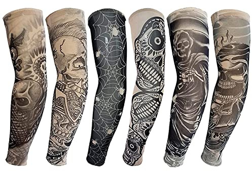 Yariew Lot de 6 manchons de tatouage pour homme - Protection solaire - Pour tatouage temporaire - Pour homme et femme