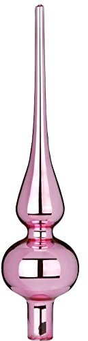 Inge-glas Christbaumspitze 26cm | Weihnachtsbaumspitze aus Glas | Hochwertige Spitze für den Weihnachtsbaum Weihnachten (Rosa Glanz | Pink Blush)