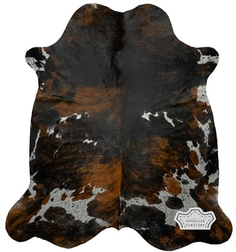 Alfombra de cuero de vaca tricolor oscuro natural (5 x 7 pies)