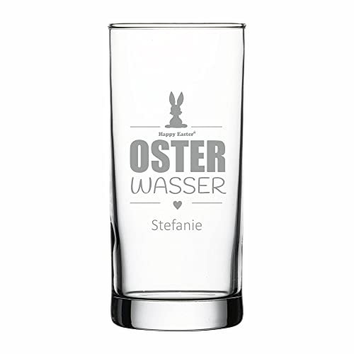 4youDesign Wasserglas – OSTERWASSER – mit Namensgravur – liebe Oster-Geschenkidee – Saftglas mit Spruch – Geschenk zu Ostern (Hase 1)