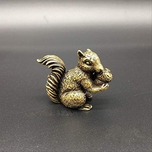YTOOZ Heimdekorationen, Ornamentfiguren, Geschenk zum Sammeln, chinesisches Messing, geschnitztes Tier, schöne Eichhörnchen, die Tannenzapfen Essen, Exquisite kleine Statuen, Neuheitsgeschenk