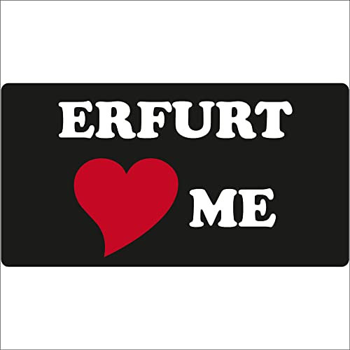 Indigos UG Aufkleber Erfurt Love me 15x8 - Stadt - schwarz - Autoaufkleber - Laptop - Freizeit - Sport- Fussball - mit Herz - Herz Aufkleber