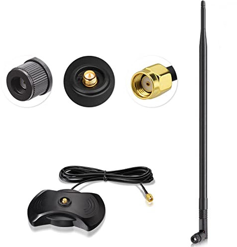 Eightwood Antenna WiFi 2.4G/5.8G RP-SMA Antenna 12dBi Tilt-And-Roll WLAN Antenna con Base Magnetica per Scheda WiFi Schede PCI WiFi Router wirelesse Bluetooth ZigBee