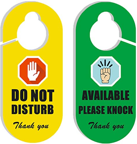 WSNIHO Do Not Disturb-Türschild, 2 Stück, Gelb und Grün, 'Do Not Disturb' und 'Available - Please Knock', PVC, Universell passend, Büro, Therapie