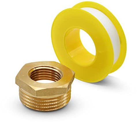 DOJA Barcelona | Reductor de Latón + Teflón 1 x 1/2 | Machón para Tubería de Aire, Agua, Gas, Combustible, Aceite | Para Grifo y Circulación en Tubo