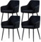 AINPECCA Set of 4 Velvet Dining Chairs Upholstered Seat with Metal legs Office Chairs(Black,4)