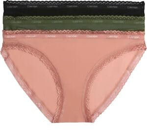 Calvin Klein Slip Bikini Modellanti Donna Confezione da 3 Elasticizzati, Multicolore (Thyme/Ash Rose/ Black), XS
