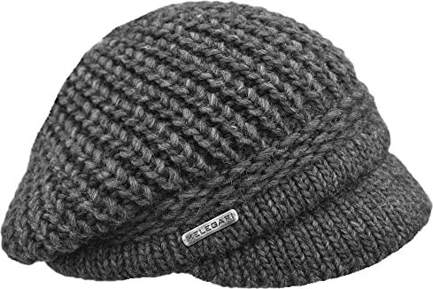MELEGARI Strickmütze mit Visier | Brenta Peak Hat | Alpaca-Wolle | Made in Italy | Damen/Mädchen | Herbst/Winter, dunkelgrau, One size