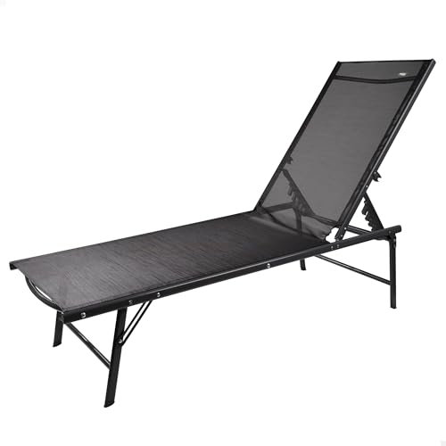 AKTIVE 61106 - Gartenliege für den Außenbereich, Grau, Design, klappbar und in 6 Positionen, Hängematten und Liegen, Material Textilene, maximale Tragkraft 120 kg, Maße 180 x 49 x 34,5 cm