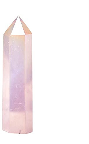 WAHOM 1PC Natural Aura Rose Quartz Crystal Point Wand Healing Stone Meditation Home Decoration Reiki Polished Stone Chakra Tower (Size : 71-80mm)