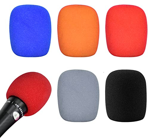 5 Stück Mikrofon Windschutz, Staubdicht und Antibakteriell Mic Foam Cover, Handmikrofon Windschutz mit Guter Elastizität Kontraktilität, Pop Schutz Mikro für KTV, Outdoor-Aktivitäten (Farbe)
