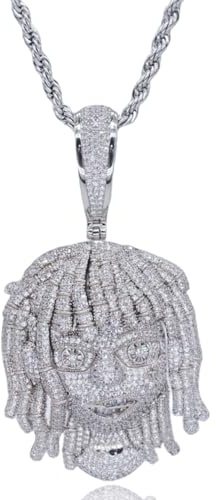 ICEDIAMOND Iced Out Dreadlocks Reggae Rapper Big CZ Diamant-Anhängerkette, 18 Karat vergoldeter Hip-Hop-Charm-Schmuck für Männer