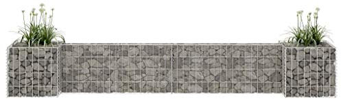 BULANED H-förmiger Gabionen-Pflanzkorb, Hochbeet Metall, Gabionen Zaun, Steinkorb Blumenkasten, Steinkorb-pflanzkübel, Gabionen Hochbeet, Stahldraht 260x40x40 cm