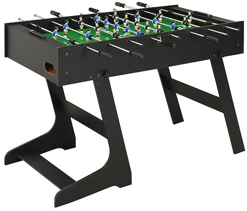 LAPOOH Klappbarer Kickertisch 121 x 61 x 80 cm Schwarz Tischkicker, Tischfussball, Tischkicker Bälle, Tischkicker Erwachsene, Spieltisch