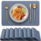 Blibalaskr PVC Heat Resistant Placemats Set of 8,Waterproof Wipeable Floor Place Mats,Non-Slip Easy Clean Table Mats for Kitchen Table Decor,12x18 Inch (Blue)