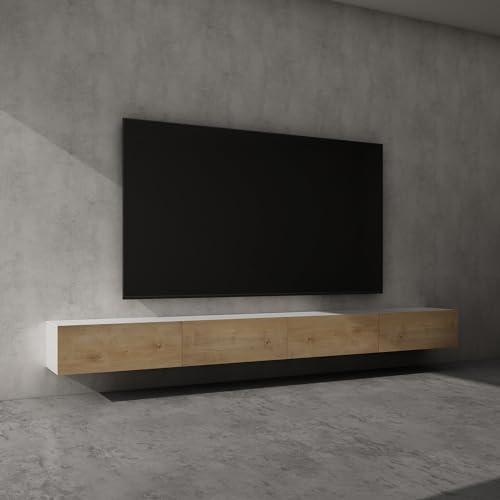 doporro TV Lowboard hängend Fernsehschrank Wohnzimmer | TV-Schrank hängend Fernsehtisch Hängeschrank 320cm Fernsehschrank02