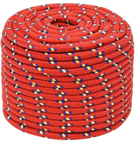 Cuerda de Barco Polipropileno Rojo 12 mm 100 m, LAPOOH Roll Drap, Cuerda Marina, Cuerda Tendedero, Cuerda Toldo Exterior, Cuerda De Lona, Cuerda Barco Nautica