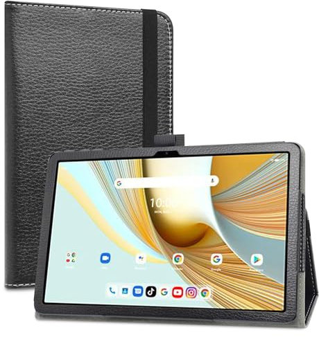 LiuShan Folio Soporte PU Cuero con Funda Caso para UMIDIGI G3 Tab/UMIDIGI G3 Tab Ultra/foxxd c10/UMIDIGI G2 Tab/UMIDIGI G1 Tab/Vortex ZTAB10/Vortex T10M Pro Tablet 10.1 Pulgadas,Negro