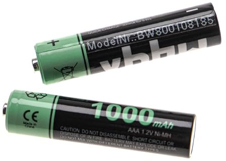 vhbw Akkus AAA, 2 Stück kompatibel mit Swissvoice Aeris 126, 126T, 134, 134T, 214, 214T - Akkuzellen, 1000 mAh, 1,2 V, NiMH