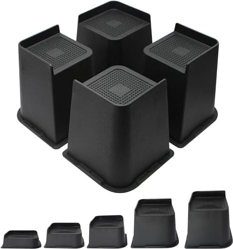 MYMULIKE Alzate per Letti 5,1 cm, 7,6 cm, 10,2 cm, 15,2 cm o 20,3 cm per Uso Intensivo Rialzi per Mobili, Fino a 2721,6 kg Design a Forma di L Blocchi Sollevatori per Letti per Divano, Scrivania