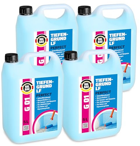 HALBAU Tiefengrund LF Perfect 20 L, Voranstrich unter Abdichtungen, Grundierung für Putz, Beton, Tiefgrund für Innen, Aussen G01