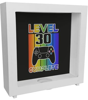 30. Geburtstag Gamer Rahmen Spardose aus Holz mit Spruch Level 30 Complete Perfekt für Zocker Gaming Jubiläum Ideal für Konsole PC am Fernseher Gäste lieben es zum Geburtstag