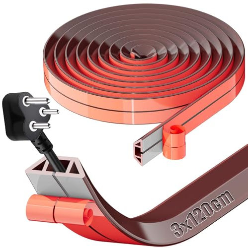 SWTYExt Kabelkanal Selbstklebend 1,2mx3cm Kabelkanal Boden Kabelbrücke Fussboden Kabelkanal Braun Kabelbrücke Flexibler PVC Kabelabdeckung Kabelkanal Flach Kabelschacht für Haus Büros Wohnungen Schule