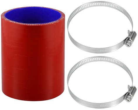 Motoforti 1 Set Tubo in Silicone per Auto Rosso Blu 70mm 2.76 ID 100mm 3.94 Lunghezza 0 Gradi con Morsetti Tubo Refrigerante Universale