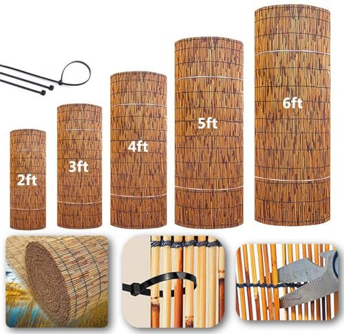 HRXQ Schilfrohrmatte 50×500cm 100×300cm 120×500cm Bambus Sichtschutz Garten Rolle Balkon Sichtschutz Dekorative Zäune Sichtschutzpaneele (Size : 50x500cm)