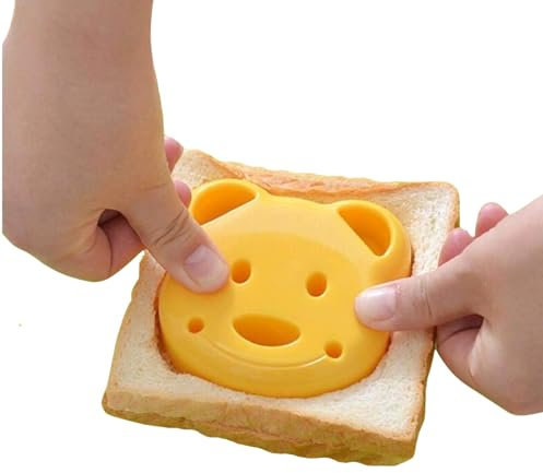 CHEFZOCO Cortador de sándwich, Molde de sandwich, Cortapastas en forma de cara de oso, Troquelador sándwich de oso, molde cortador de galletas antiadherente, Plástico, Diseño Oso, 10cm x 10cm