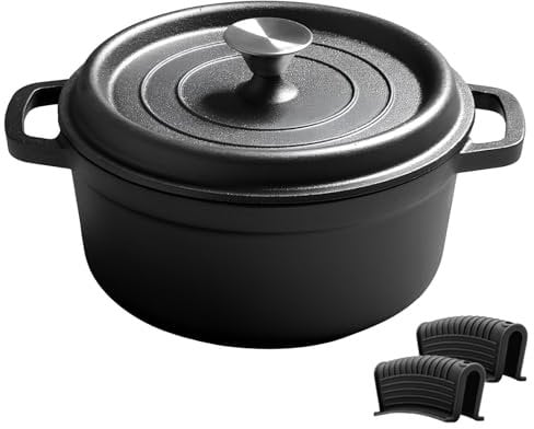 WXFKLDJ Cast Iron Dutch Oven Pot Round Casserole Dish with Lid with Ergonomic Handles Oven Safe Cooking Pot, Various Size Options,22cm