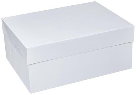LARRYROO Oblong Cake Box, 6 Inches High White Rectangle Container For Cake, Tray Bake & Cupcake Display in Range of Sizes (12 x 9)