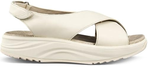 JOYA Lisbon Light Brown, Damen Cross-Sandale aus Glattleder mit verstellbarem Klettverschluss, Hellbraun