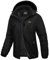 Libin Winterjacke Damen Skijacke Snowboardjacke Warme Gefüttert Fleecejacke Winddicht Outdoorjacke Winter Jacket mit Abnehmbarer Kapuze Softshell Funktionsjacke Schwarz XXL
