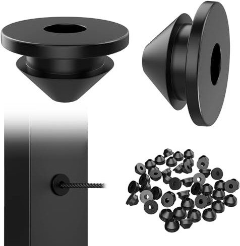 BLIKA 50 Pack Cable Railing Rubber Grommets for 1/8 5/32 3/16 Cables for Metal Cable Railing Posts, 1/8 Cable Railing Grommet, Cable Railing Protective Sleeves for Metal Posts