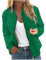 Bomberjacke Damen Kurze Blouson College Jacke Damen Freizeitjacke Langarm Zip Up Jacket Leichte Coat Bomber Sweatjacke Damen Outwear Fliegerjacke Mode Pilotenjacke Herbstjacke Frauen Casual