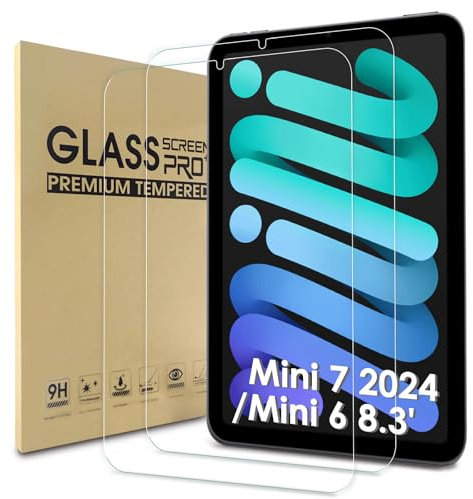 WD&CD 2 Pezzi Pellicola Protettiva Compatibile per IPad Mini 7 2024 / Mini 6 8.3'', Vetro Temperato Alta Definizione Compatibile per IPad Mini 7 2024 / Mini 6 8.3''【Durezza 9H】【Anti Graffio】