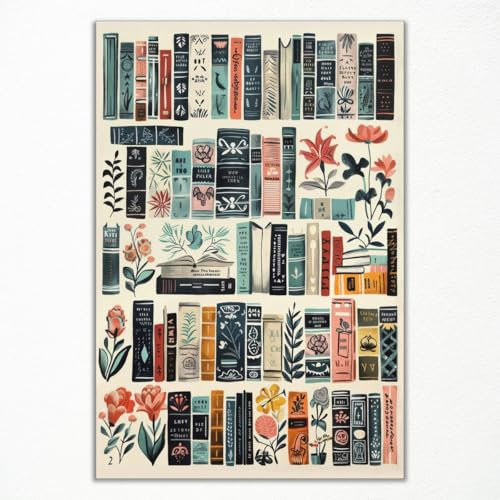 BTNXWL Kunstdruck auf Leinwand mit Vintage-Blumenbüchern, ungerahmt, 30,5 x 40,6 cm