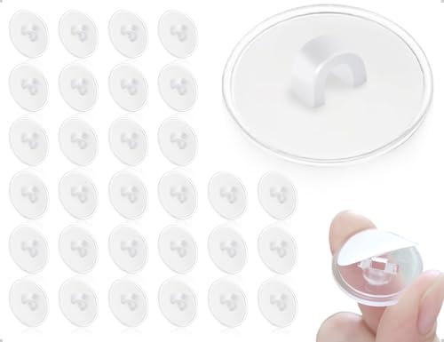 Emezddo 30 pezzi di ganci da soffitto,ganci adesivi autoadesivi,ganci da parete trasparenti,ganci per asciugamani,ganci senza foratura,per camera da letto cucina bagno parete soffitto(rotondo,2,2 cm)