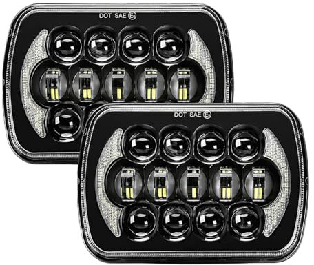 PYQMZTRV 5x7'' 7x6'' LED-Scheinwerfer H6054 H5054 LED-Scheinwerfer, Kompatibel mit Jeep Wrangler YJ Cherokee XJ Comanche MJ S10(Type A 2 PCS)