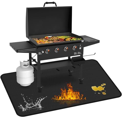 75 x 40 inch Under Grill Mats for Blackstone - Large Fireproof Grill Mat for Deck Protector, Double-Sided Waterproof Oil-Proof BBQ Floor Matt for Blackstone Griddle Accessories