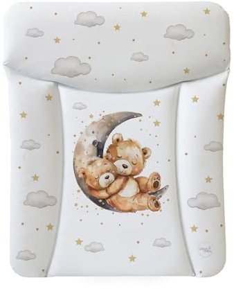 Ceba Baby® weiche Wickelauflage 50x70 cm - Baby Wickelunterlage - Wickeltischauflage für Junge und Mädchen - Wasserdicht, abwaschbar - OEKO-TEX® Standard 100 - Made in EU- Bär auf dem Mond