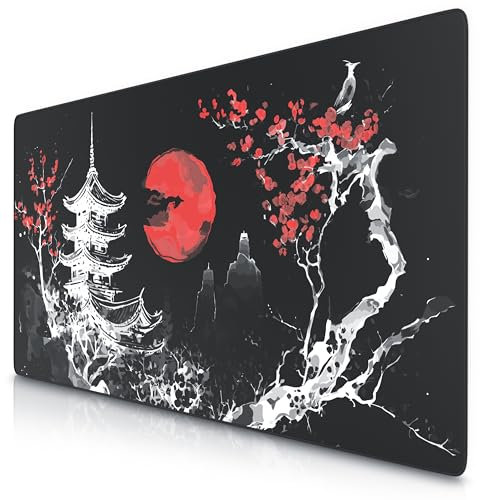 Titanwolf XXXL Übergröße Mauspad 1200x600mm, Gaming Mousepad Groß,120x60 cm Tischunterlage Large Size, verbessert Präzision und Geschwindigkeit XXXL, für Logitech Maus und Tastatur, Japan Ink Painting