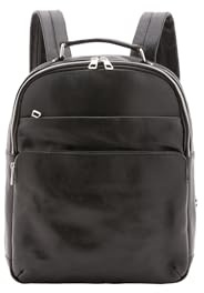 Viola Castellani Unisex-Rucksack aus echtem Leder, hergestellt in Italien, 39 x 31 x 10 cm, Schwarz